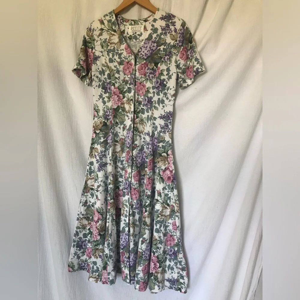 Vintage Petite Sophisticate Floral Dress - Picture 1 of 4